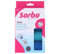 Sorbo Microfibre Cloths - Set of 4 - Recycled from PET Bottles - 35 x 35 cm - Streak Free Cleaning - Dry & Wet Use - For Kitchen, Bathroom & Household - Multicoloured