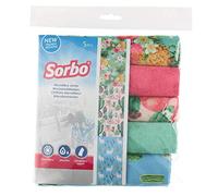Sorbo Pack of 5, Botanical Print Extra Large Microfibre Cleaning Cloths, Multipurpose Super Absorbent Cleaning Towels for Streak-free Cleaning Suitable for Car, House, Kitchen and Windows