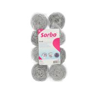 Sorbo RVS Scourer - Set of 8 40g Stainless Steel Sponges - Extra Strong & Durable - For Baked Pans, Grill, Oven, Cooker - Metal Scouring Pads for Intensive Cleaning