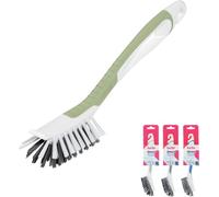 Sorbo Smart Brush Dish Brush - With 3 Bristle Types & Dirt Scrapers - Non-Slip Soft Grip - For Sensitive & Stubborn Dishes Plastic - Floats in Water - Blue