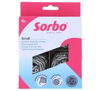 Sorbo Stainless Steel Pan Scourers, 4 Pack, Strong & Durable Scrubbers for Tough Cleaning Tasks - Perfect for Pots, Pans, BBQs, and Ovens