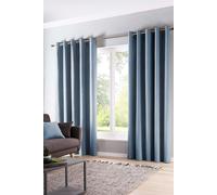 'Sorbonne' 100% Cotton Light Filtering Plain Dyed Eyelet Curtains Fusion Light Blue 168cm width x 229cm drop