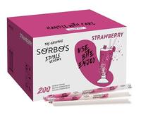 Sorbos Edible Straws, Strawberry Flavored, Sustainable, Individually Packaged, No Plastic, No Allergens, No Gluten, No PFAS, 100 Percent Biodegradable, 7.4 inches long (Pack of 200)