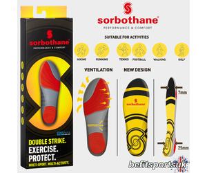 SORBOTHANE DOUBLE STRIKE INSOLES SHOCK ORTHOTIC FOOT PAIN RUN GEL SHOE INSERTS