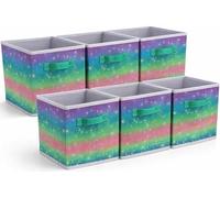 Sorbus 11 Inch Fabric Storage Cubes - Sturdy Collapsible Storage Bins & Handle - 6 Foldable Baskets for Organizing Clothes, Toys, Books - Multi Colored Storage Baskets for Shelves, Kids Room, Closets