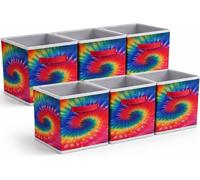 Sorbus 11 Inch Fabric Storage Cubes - Sturdy Collapsible Storage Bins & Handle - 6 Foldable Baskets for Organizing Clothes, Toys, Books - Multi Colored Storage Baskets for Shelves, Kids Room, Closets