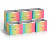 Sorbus 11 Inch Fabric Storage Cubes - Sturdy Collapsible Storage Bins & Handle - 6 Foldable Baskets for Organizing Clothes, Toys, Books - Multi Colored Storage Baskets for Shelves, Kids Room, Closets