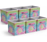 Sorbus 11 Inch Fabric Storage Cubes - Sturdy Collapsible Storage Bins & Handle - 6 Foldable Baskets for Organizing Clothes, Toys, Books - Multi Colored Storage Baskets for Shelves, Kids Room, Closets