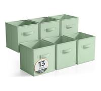 Sorbus 13 Inch Storage Bins - Sturdy Collapsible Fabric Storage Cubes with Handle - 6 Foldable Baskets for Organizing Clothes, Toys, Books - Storage Baskets for Shelves, Kids Room, Closets