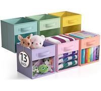 Sorbus 13 Inch Storage Bins with Clear Window - 6 Foldable Baskets for Organizing Clothes, Toys, Books - Sturdy Collapsible Fabric Storage Cubes with Handle - Storage Baskets for Shelves, Closets