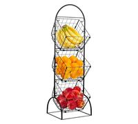 Sorbus 3-Tier Wire Market Basket Storage for Fruit, Vegetables, Toiletries, Household Items, Stylish Tiered Serving Stand for Kitchen, Bathroom Organization