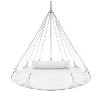 Sorbus 56" Stylish Hanging Swing Nest - Premium Cotton Double Hammock Daybed Saucer Style Lounger Swing - 264lbs Sturdy Spinner Tree Swing w/Pillow - Easy Setup - for Indoor/Outdoor, Travel - White