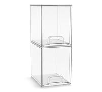 Sorbus Acrylic Storage Containers - 2 Pack, Stackable Storage Bins Set for Bathroom Organization - Clear Acrylic Drawer Organizers - Makeup Case Pull-Out Drawers (7.6’’ Tall)