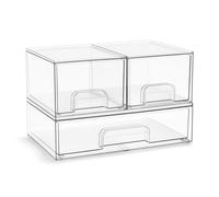 Sorbus Acrylic Storage Containers - 3 Pack, 4.4” Tall 12” Long Stackable Storage Bins Set for Bathroom Organization - Clear Acrylic Storage Drawer Organizers - Makeup Organizer Case Pull-Out Drawers