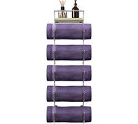 Sorbus Bathroom Towel Holder - 5 Tier Metal Towel Rack with Wood Shelf for Rolled Bath Towels, Washcloths, Linens, Hand Towels, Soaps & Accessories - Wall Mounted Towel Rack for Bathroom Towel Storage
