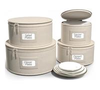 Sorbus China Storage Containers - Hard Shell Dish Storage Containers for Organizing, Moving Supplies, Party - 4 Stackable Plate Carrier Set for Dinnerware, Plate Organizer with Felt Plate Protector