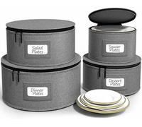 Sorbus China Storage Containers - Hard Shell Dish Storage Containers for Organizing, Moving Supplies, Party - 4 Stackable Plate Carrier Set for Dinnerware, Plate Organizer with Felt Plate Protector