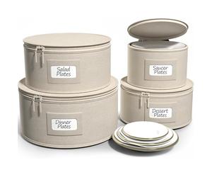 Sorbus China Storage Containers - Hard Shell Dish Storage Containers for Organizing, Moving Supplies, Party - 4 Stackable Plate Carrier Set for Dinnerware, Plate Organizer with Felt Plate Protector