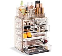 Sorbus Clear Cosmetic Makeup Organizer - Make Up & Jewelry Storage, Case & Display - Spacious Design - Great Holder for Dresser, Bathroom, Vanity & Countertop (3 Large, 4 Small Drawers) [Glitter]
