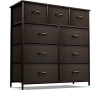 Sorbus Dresser with 9 Drawers - Furniture Storage Chest Tower Unit for Bedroom, Hallway, Closet, Office Organization - Steel Frame, Wood Top, Easy Pull Fabric Bins (9 Drawers, Brown)