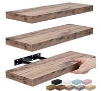 Sorbus Floating Shelves for Kitchen, Bedroom, Bathroom Storage - Wall Mounted, Over Toilet, Hanging Book Shelf for Living Room (Mahogany, 3 Pack)