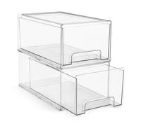 Sorbus Large Clear Stackable Storage Drawers - 2-Pack Plastic Drawers for Closet Organizers and Storage, Deep Storage Drawers for Organization, Stackable Storage Bins with Handles for Clothes, Pantry