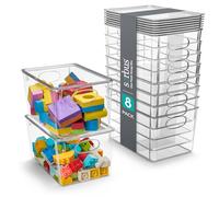 Sorbus Large Storage Containers with Lids - Small Plastic Storage Bins - Toy Organizers and Storage Bin - Clear Containers for Organizing (8 Pack)