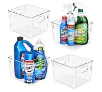 Sorbus Medium Plastic Storage Bins - Clear, 4 Pack (8.5 x 7.5 x 5.75 inches)
