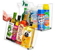 Sorbus Roll Out Bottle Organization Bins - 2 Sizes Pantry Under Sink Organizer With Wheels & Handles - Clear Plastic Organizing Containers for Cleaning Supplies - Kitchen Cabinet Laundry Room Storage