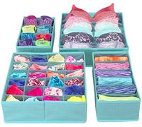 Sorbus Set of 4 Foldable Drawer Dividers, Storage Boxes, Closet Organizers, Under Bed Organizer (Aqua)