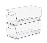 Sorbus Stackable Storage Bins Open Front, Clear Stackable Storage Bins, Pantry Bins for Storage and Organization, Acrylic Stackable Bins for Kitchen, Clear Pantry Organizer Bins (Small Wide 2 Pack)