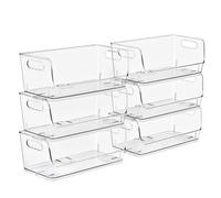 Sorbus Stackable Storage Bins Open Front, Clear Stackable Storage Bins, Pantry Bins for Storage and Organization, Acrylic Stackable Bins for Kitchen, Clear Pantry Organizer Bins (Small Wide 6 Pack)