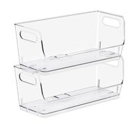 Sorbus Stackable Storage Bins Open Front, Clear Stackable Storage Bins, Pantry Bins for Storage and Organization, Acrylic Stackable Bins for Kitchen, Clear Pantry Organizer Bins (Small Narrow 2 Pack)