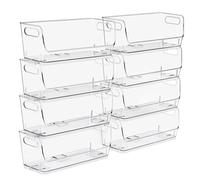 Sorbus Stackable Storage Bins Open Front, Clear Stackable Storage Bins, Pantry Bins for Storage and Organization, Acrylic Stackable Bins for Kitchen, Clear Pantry Organizer Bins (Small Narrow 8 Pack)