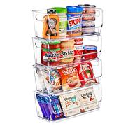 Sorbus Stackable Storage Bins Open Front, Clear Stackable Storage Bins, Pantry Bins for Storage and Organization, Acrylic Stackable Bins for Kitchen, Clear Pantry Organizer Bins (Small Narrow 4 Pack)