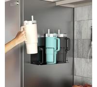 Sorbus Stanley Cup Organizer - 3-Cup Holder for Cabinet, Fridge, or Wall - Magnetic or Screw Mount - Stanley Storage Organizer for 20oz 30oz 40oz Cups, Tumblers, and Water Bottles (Black 1-Pack)