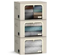 Sorbus Storage Bins - Foldable Stackable Container Organizer Set with Large Window & Carry Handles, Bedroom Closet Organization for Bedding, Linen, Clothes
