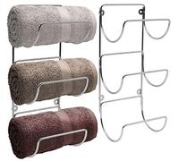Sorbus Towel Rack Holder Set - Wall Mounted Storage Organizer for Towels, Washcloths, Hand Towels, Linens, Ideal for Bathroom, Spa, Salon, Modern Design (Silver)