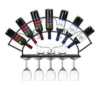 Sorbus Wine Bottle Stemware Glass Rack Wall Mounted - Bordeaux Chateau Style - Holds 7 Bottles of Your Favorite Wine - Elegant Storage for Kitchen, Dining Room, Bar, or Wine Cellar (Black)