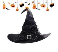 Sorcerer Hat - 17.72x17.72 Inch, Pointed Cone Cap, Classic Halloween Headpiece, Lightweight Costume Accessory | Velvet Wizrd Style with Wide Rim for Cosplay, Theme Party, Performance