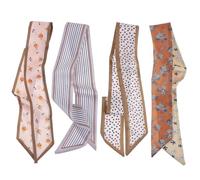 Sorcristy 4 PCS Multifunctional Boho Scarves, Purse Scarf for Handbags, Boho Scarves Headbands Satin Scarf for Women Hair, Neck, And Bag Accessories (Khaki, White, Brown, Grey)