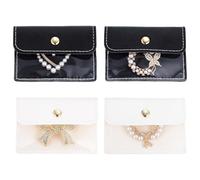 Sorcristy 4PCS Travel Jewelry Case, Small Jewelry Organizer Microfiber Jewelrys Pouch 9.5 × 7 cm, Luxury Small Jewelrys Gift Bag Transparent Waterproof Mini Pouch, Bracelet Bag(2 Black, 2 White)