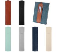Sorcristy 6 PCS Pen Holder for Notebook, PU Leather Elastic Band Pencil Holder Case for Bible, Notebook, Planners, Binders, Books (Beige, Light Blue, Dark Blue, Brown, Black, Grey)