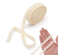 Sorcristy Beige Vintage Floral Crochet Lace Ribbon, 16Yards 0.6" Decorative | Cotton Thin Ribbon Trim Floral Embellishments for DIY Bows Sewing, Bouquet Wrapping, Scrapbooking Supplies, Wedding Cards