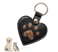 Sorcristy Pet Keychain Refillable Heart Leather Memorial Keychain | Heart Shaped Pet Storage Collector Dog&Cat Hair Keepsake Keyring Gift