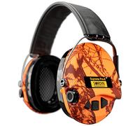 Sordin PRO X Electronic Ear Defenders with LED Light - 75302-X-09-S - Active Noise Reduction Earmuffs - Comfortable Cushions - Hearing Protection - Mossy Oak Camo Orange Cups