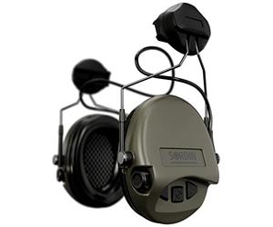 Sordin Supreme MIL AUX Active Ear Defenders-for Military & Special Forces-ARC Rail Adapter for Helmets-Green Ear Muffs, One Size, 72308-06-S