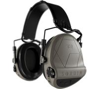 Sordin T2 ear muffs 303005-10P - military standard hearing protection with leather headband - active and electronic - bronze