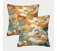 SorEci Chinese Dragon Cushion Covers Chinese Style Modern Decorative Throw Pillow Covers Soft Square Invisible Zipper Pillowcases for Sofa Patio Gamer Home Decor Set of 2 40x40cm