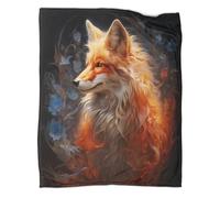 SorEci Orange Fox Fleece Throw Blanket, 100% Polyester, 40x50inch(100x130cm), Warm, Animal Print, Perfect for Indoor Relaxation and Camping